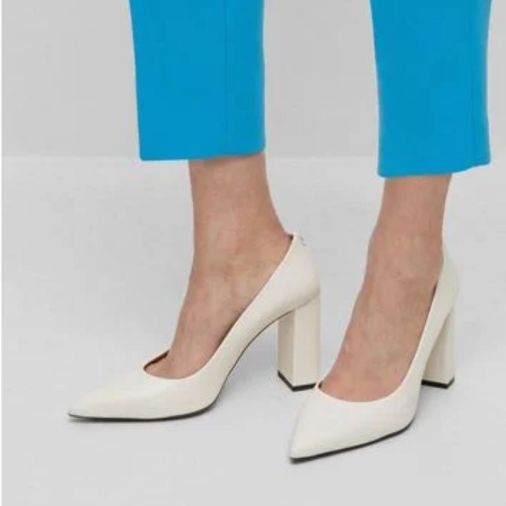 HUGO BOSS JANE POINT TOE HEELS PUMPS WHITE SIZE US 8.5